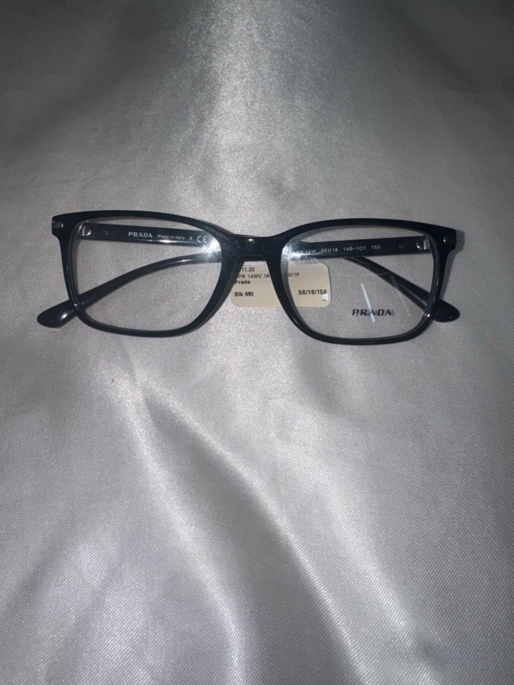 Prada Black Metal Rectangle Eyeglass Frames